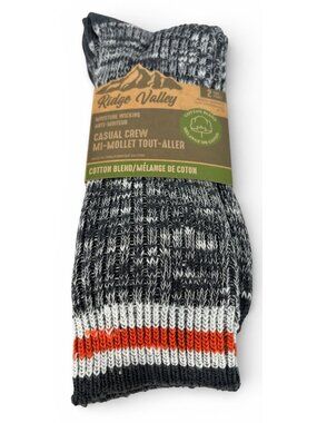 Ridge Valley Socks Casual Crew Cotton Blend 2-Pack Moisture Wicking Mens 6-12